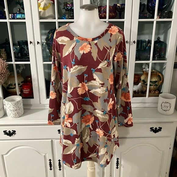 Floral Tunic Dress Long Sleeve Sz Small Viamor - Picture 7 of 9